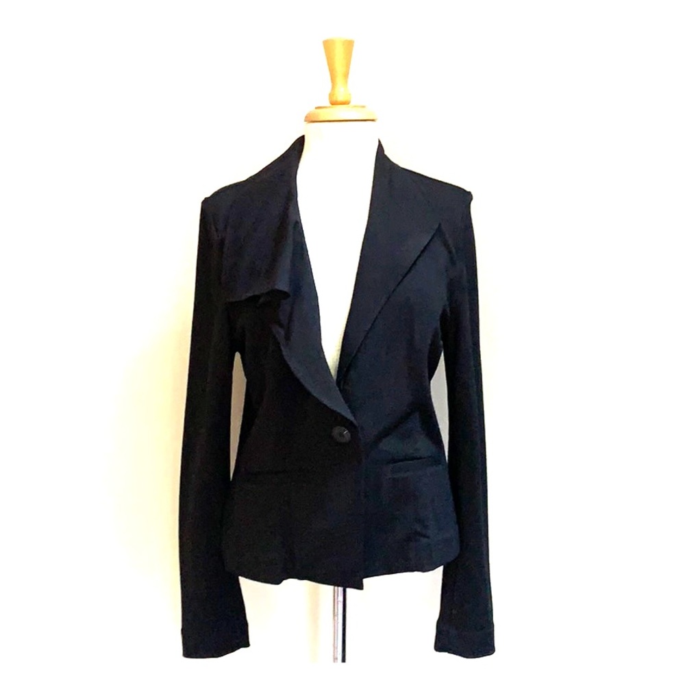 Awesome Asymmetrical Collared Fitted Knit Blazer - image 1